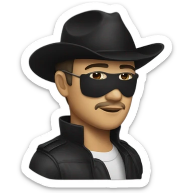 Johny ive wears a black mask and Indonesian independence hero hat sticker