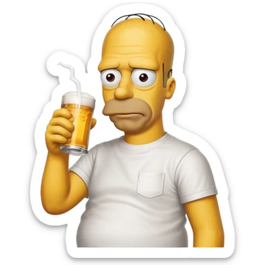 Homer drinking beer sticker
