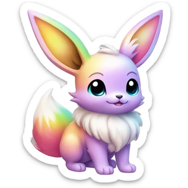 Kawaii Shiny Pastel Rainbow Eevee Full Body sticker