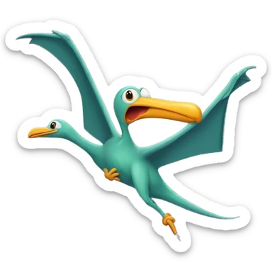 pterodactyl carrying duck on its back sticker