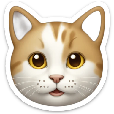 A cat with the upper half of its face beige and the lower half white. sticker
