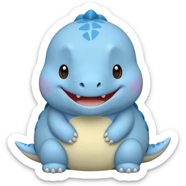 baby blue dinosaur cartoon squishmallow smile no teeth sticker