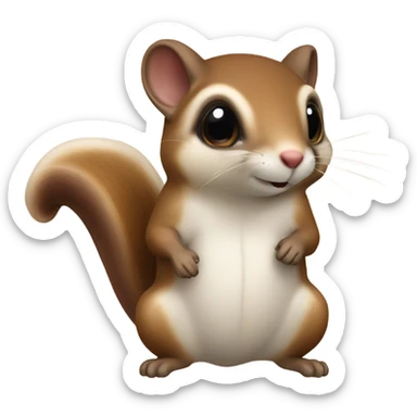 Flying squirrel with an acorn on its back sticker