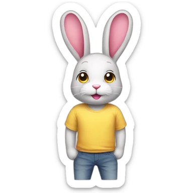 Pink rabbit yellow shirt sticker