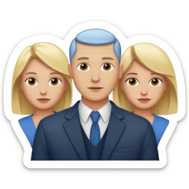 Two blonde women and a man with skin head  sticker