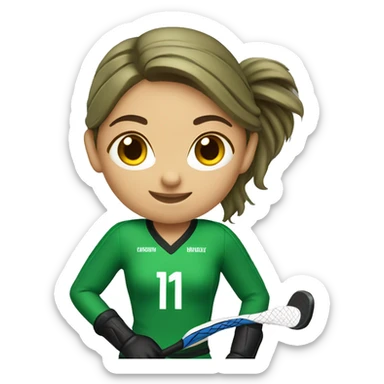 field hockey girl with green jersey  sticker