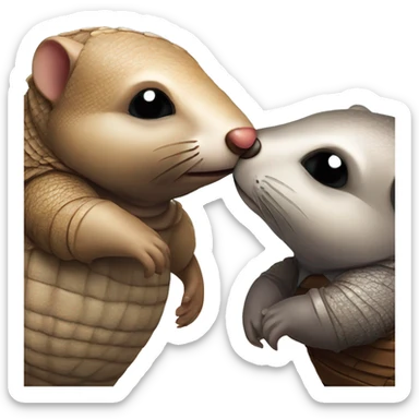 armadillo and otter giving a kiss to each other  sticker