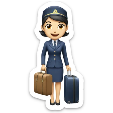 asian FLIGHT ATTENDANT WITH A LUGGAGE sticker