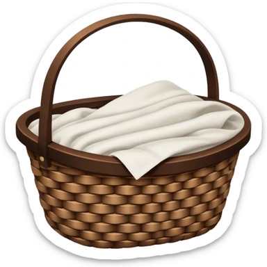 A woven dark Brown basket with fresh washed linen sticker