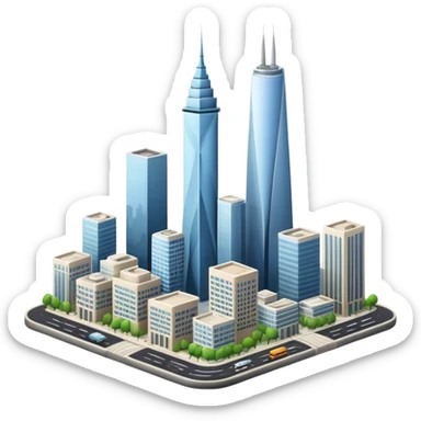 CITY WITH BIG TOWER IN MIDDLE sticker