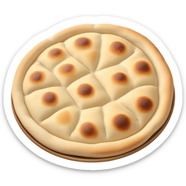 Cinematic Realistic Naan Bread Dish Emoji, showcasing soft, fluffy naan brushed with butter rendered with lifelike detail and inviting, warm lighting. sticker