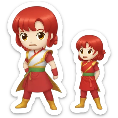 Ranma with red hair and a fight Chinese red outfit sticker