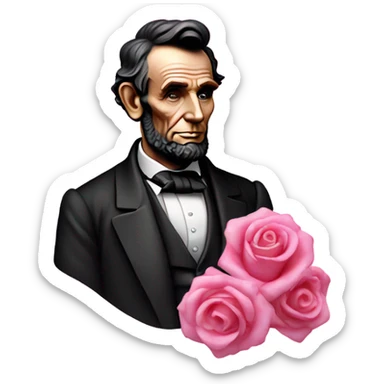 Pink ombre statue of Abraham Lincoln with glitter and roses  sticker