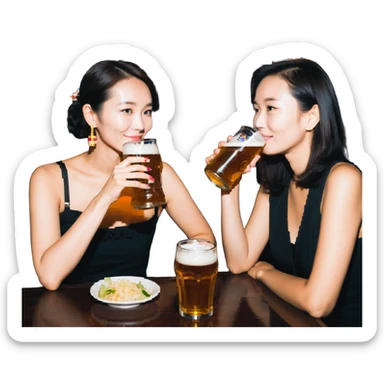 marion drinking beer with thai lady sticker