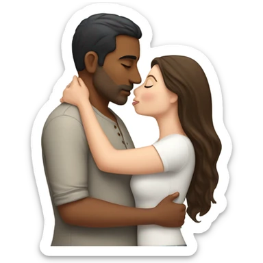 Indian man kissing overweight white brunette girl sticker