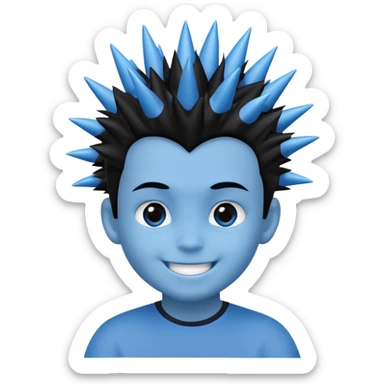 blue spiky haired kid  sticker