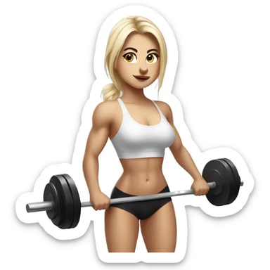 gorgeous white girl doing deadlifts sticker