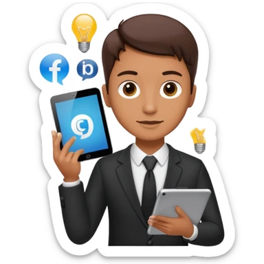 marketing agent with tablet, ideas, social media

 sticker