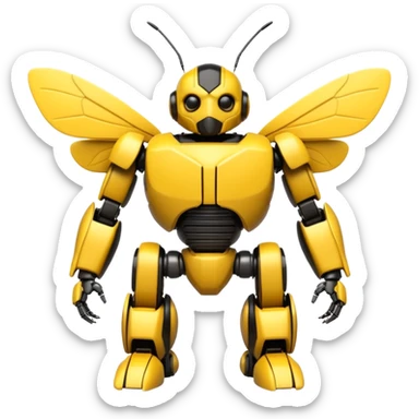 textCute yet badass robotic bumblebee in classic Bumblebee Transformers G1 style, anthropomorphic mech insect, sticker