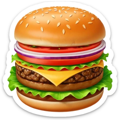 Hamburger emoji: ONE MEAT, ONE LETTUCE, ONE TOMATO,ONION  sticker
