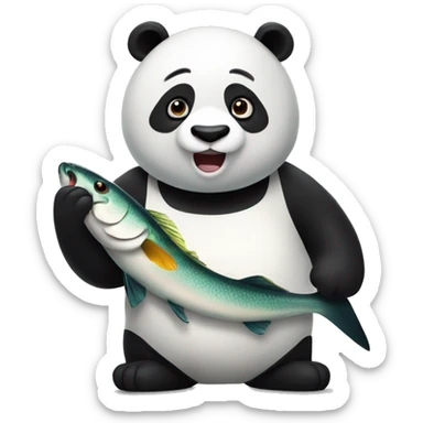 Panda stabbing a fish sticker