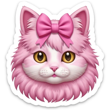 cute cat pink with bow sticker