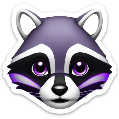 create a futuristic raccoon with purple and black colors sticker