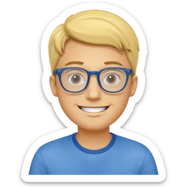 Emoji of a yellow young man with glasses and a blue shirt sticker