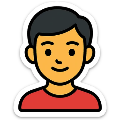 black haired handsome Chinese man icon with lineal color and black outlines sticker