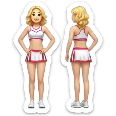 Full body Caucasian curvy cheerleader back and front views sticker