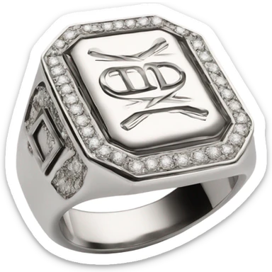 high detailled HD 4K Silver signet ring diamond jewellery bling bling sticker