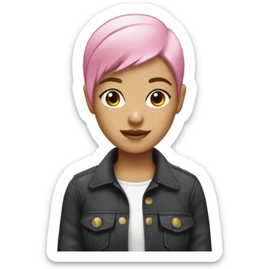Pink haired girl with a buzzcut  sticker
