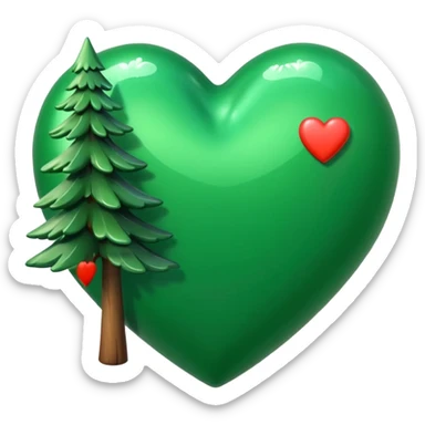a big green heart emoji that says "I love you Candy"  with small pine trees behind it sticker