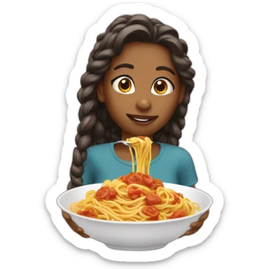 girl eating spaghetti sticker