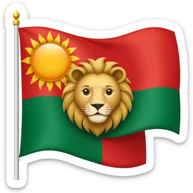 Small Lion and sun logo at the middle of flag in the red white and green flag(up to down ) sticker