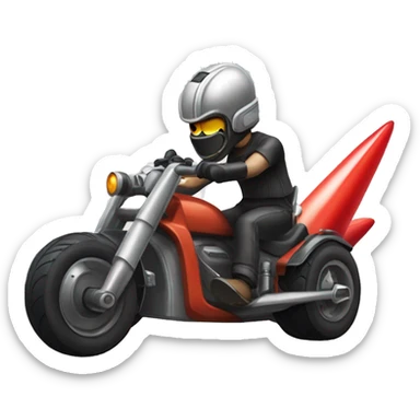a blasting trike powerd by rocket engine sticker