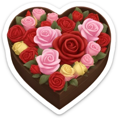 heart chocolate box with roses sticker