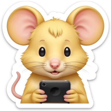 yellow haired mice with phone sticker