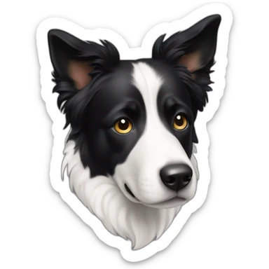 dog, short-hair, black-hair, white-chest, white-stripe-down-snout, black-face, black-head, border-collie, mcnab sticker