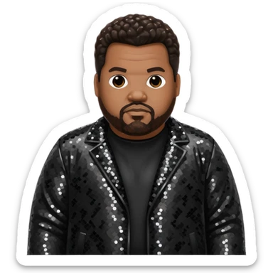 Fatman Scoop with dark brown hair, black sequin outfit sticker