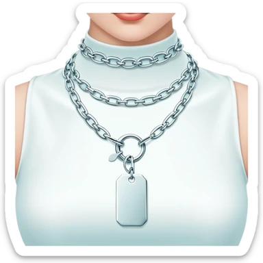 Tiffany big chain silver tag choker necklace “return to Tiffany” sticker