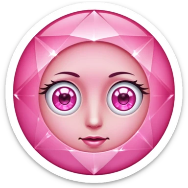 pink diamond with eyes, no nose, shiny and beautiful sticker