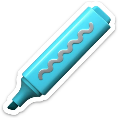 Light blue highlighter pen with silver squiggle design on the pen sticker