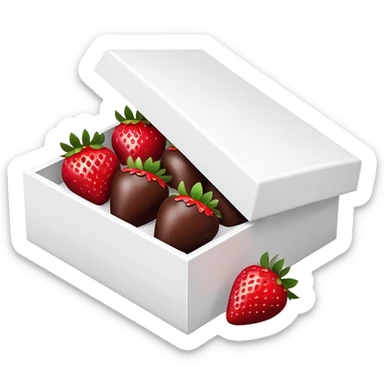 Chocolate-covered strawberries in a white box sticker