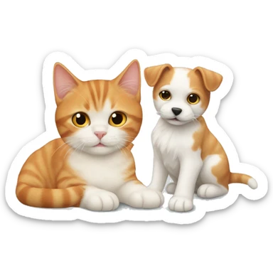 A ginger cat with a Maltese puppy sticker