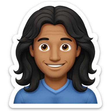Männlich, lange gewellte schwarze Haare, braune Haut  sticker