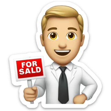 Realtor holding SOLD sign sticker
