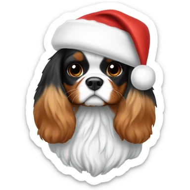Tri color cavalier santa hat sticker