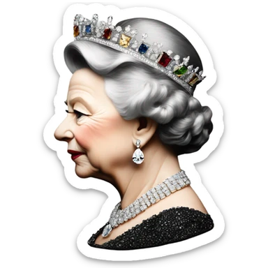 queen elizabeth side profile as a jewelled pendant sticker