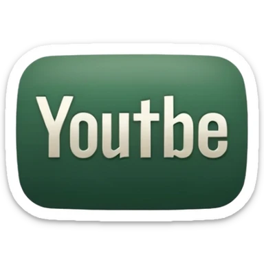 YouTube logo in iOS style, dark green with light beige elements, no other colors, natural YouTube shape, minimalist design sticker